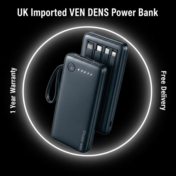 UK Imported VEN-DENS 10000mAh Power Bank 1 YEAR WARRANTY With FREE DELIVERY
