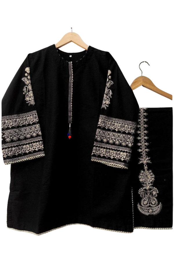 Branded 2-Piece Women’s Stitched Silk Embroidered Set